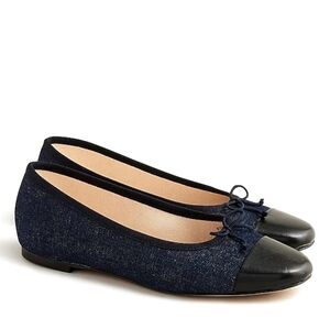 NIB JCrew Zoe Cap Toe Ballet Flats in Washed Denim